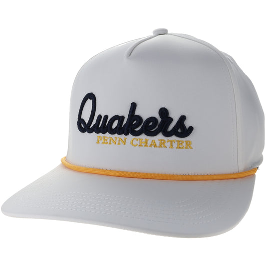 Legacy Caddy Hat with Quakers in Script - White NEW