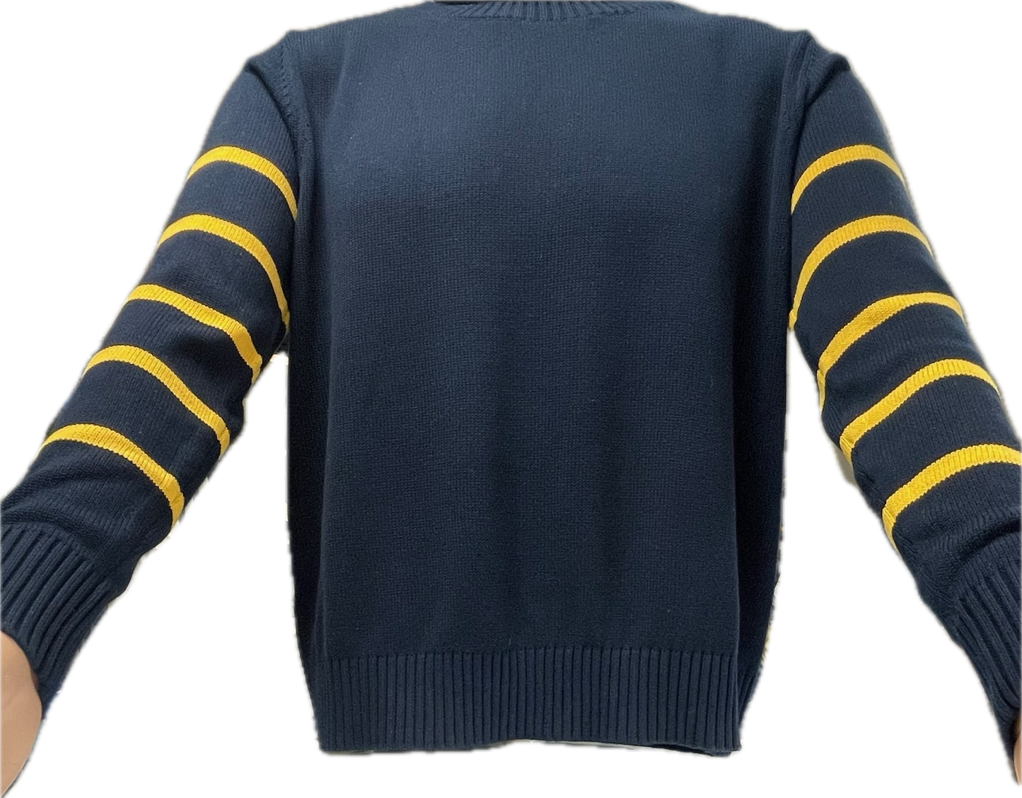 Pearls & Camo Striped Sleeve Sweater