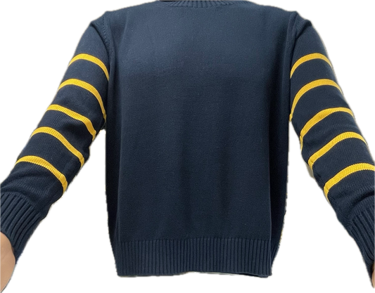 Pearls & Camo Striped Sleeve Sweater